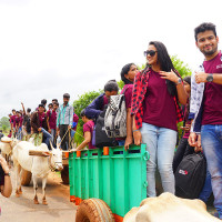 Friends Enjoying Bullockcart Ride at Chukkimane