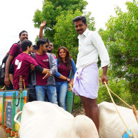 Friends in Bullock Cart Ride